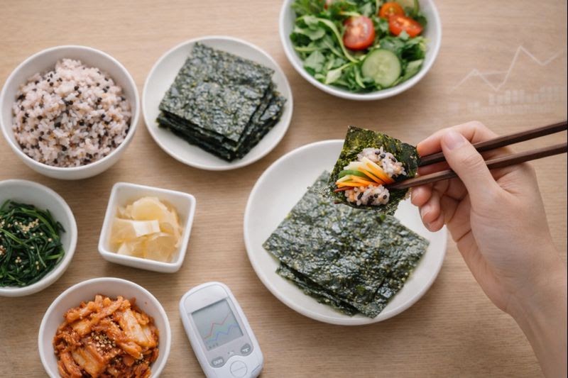 식사 때 김·해조류 먹으면 혈당 스파이크 줄까? 마른김 vs 조미김, 체중관리 팁