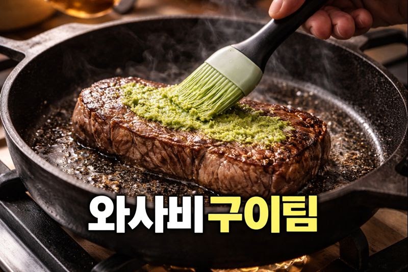 소고기 와사비 바르고 구우면 진짜 맛있을까? 올려 먹기 vs 바르고 굽기 맛 차이 비교