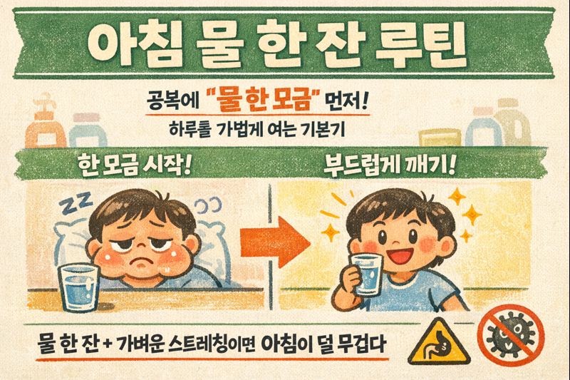 공복 물 한 잔, 왜 셀럽들이 강조할까? 피부·부기·장운동·식욕 조절 효과와 ‘미지근한 물 1~2컵’ 루틴