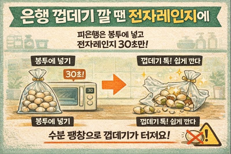 피은행 껍데기 쉽게 까는 법: 전자레인지 30초면 끝