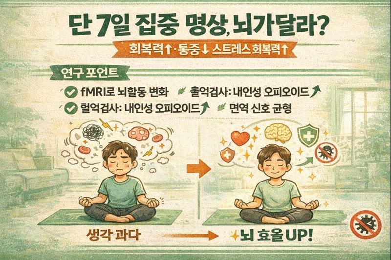 단 7일 집중 명상하면 뇌가 달라진다? 회복력↑·통증↓ ‘뇌+혈액’ 변화 연구 정리
