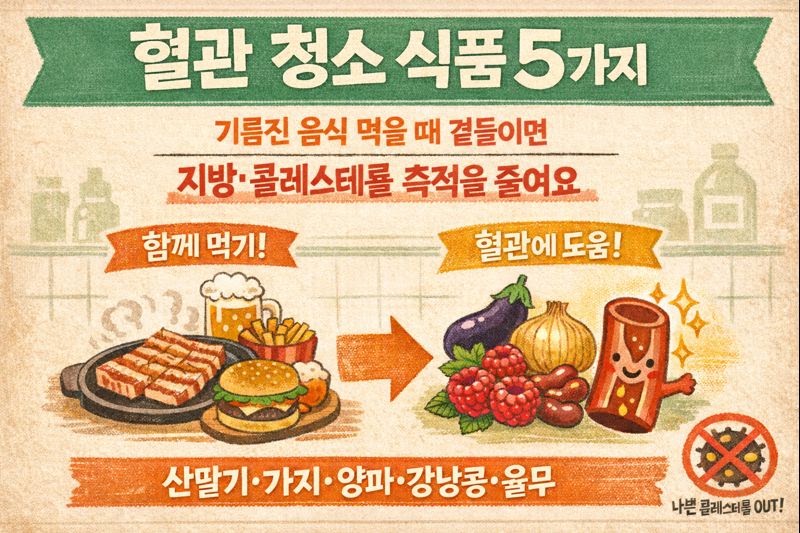 기름진 음식에 꼭 곁들이세요: 탁한 피·혈관 건강에 좋은 식품 5가지(산딸기·가지·양파·강낭콩·율무)