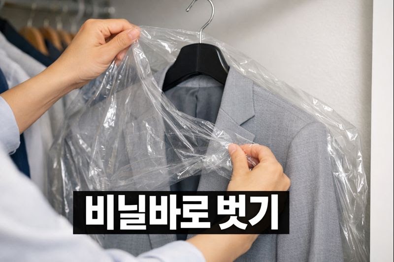 드라이클리닝 비닐 커버, 집에 오면 바로 벗겨야 하는 이유 3가지(습기·냄새·옷감)