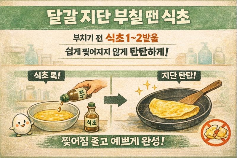 달걀 지단 안 찢어지게 부치는 법: 식초 1~2방울로 단단하게 만드는 초간단 꿀팁