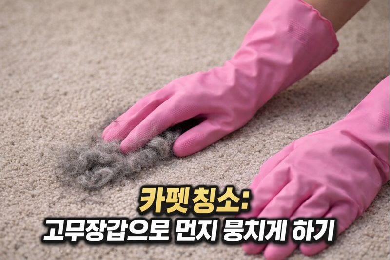 카펫 청소 꿀팁|고무장갑으로 머리카락·먼지 한 번에 모으는 법