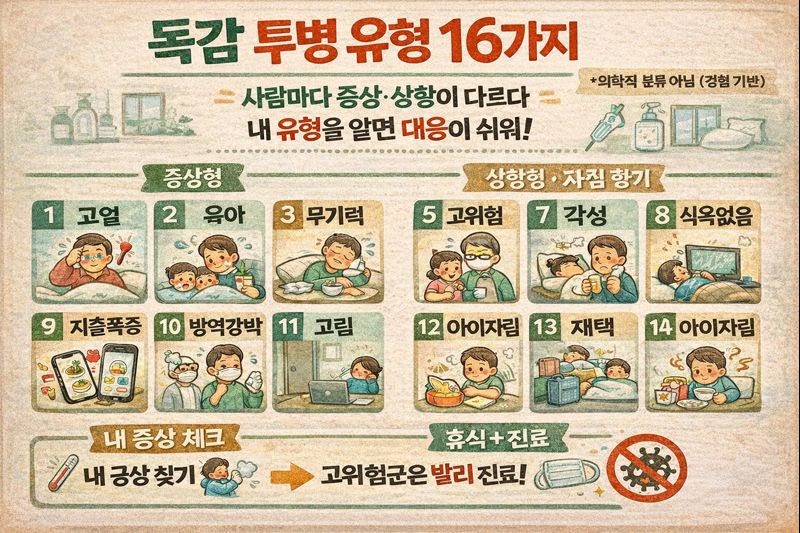 독감, 사람마다 이렇게 다르다: ‘독감 투병 유형 16가지’ 총정리(유행 현황·예방 팁)