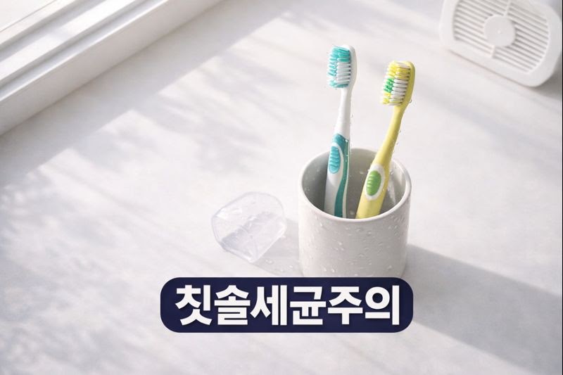 칫솔 세균 1200만 마리? 화장실 칫솔 보관법 핵심: 덮개 금지·세워 자연건조·변기 거리두기