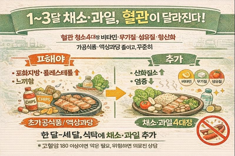 “1~3달 채소·과일만 제대로” 혈관 깨끗해진다? 응급의학과 전문의가 추천한 혈관 청소 식단과 주의점