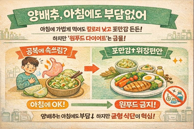 양배추 아침에 먹어도 괜찮을까? 다이어트·위 건강·설포라판 효능과 주의점