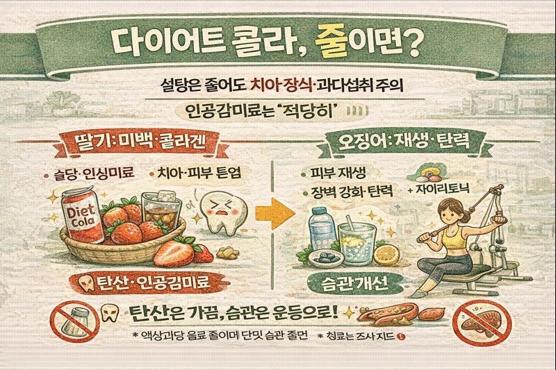 다이어트 콜라 끊으면 몸에 생기는 변화: 치아 부식·아스파탐 논란과 체지방 줄이는 자이로토닉
