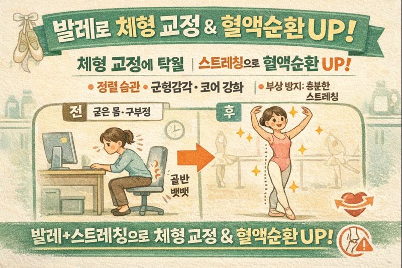 발레 체형교정·혈액순환 개선: 허리둘레·체지방 줄이고 부상 막는 스트레칭 팁