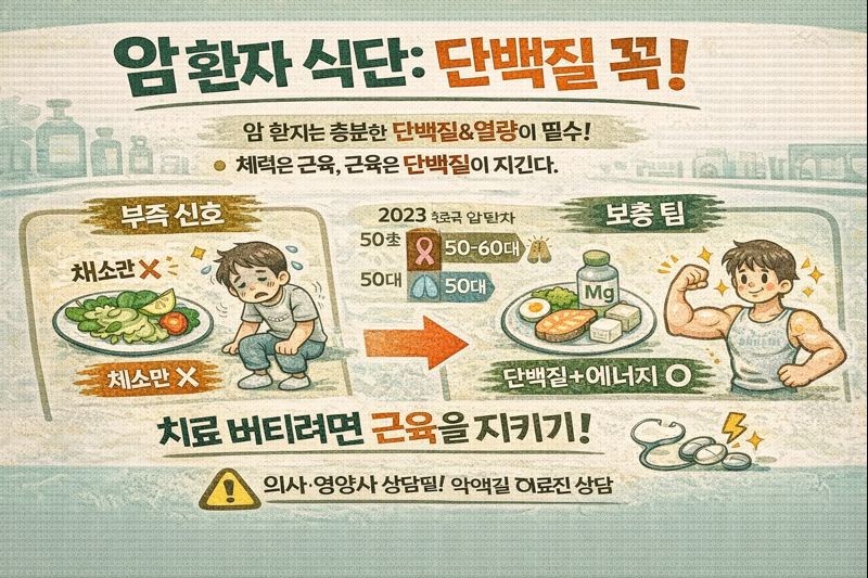 50대 유방암·60~80대 폐암 늘어…암 걸리면 왜 고기·달걀 단백질을 꼭 먹어야 할까? (근손실·악액질 예방)