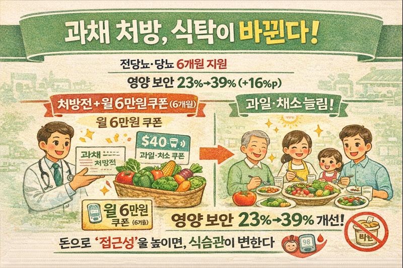 전당뇨·당뇨에 ‘과일·채소 처방’ 월 6만원 6개월…영양보안 23%→39% 개선, 식탁이 달라졌다