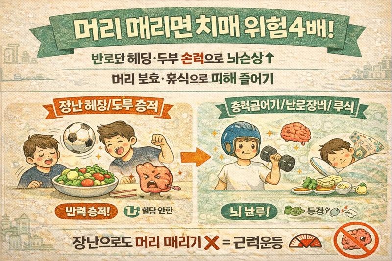 장난으로 머리 때리면 치매 위험↑? 반복 헤딩·두부 충격이 CTE로 이어지는 이유