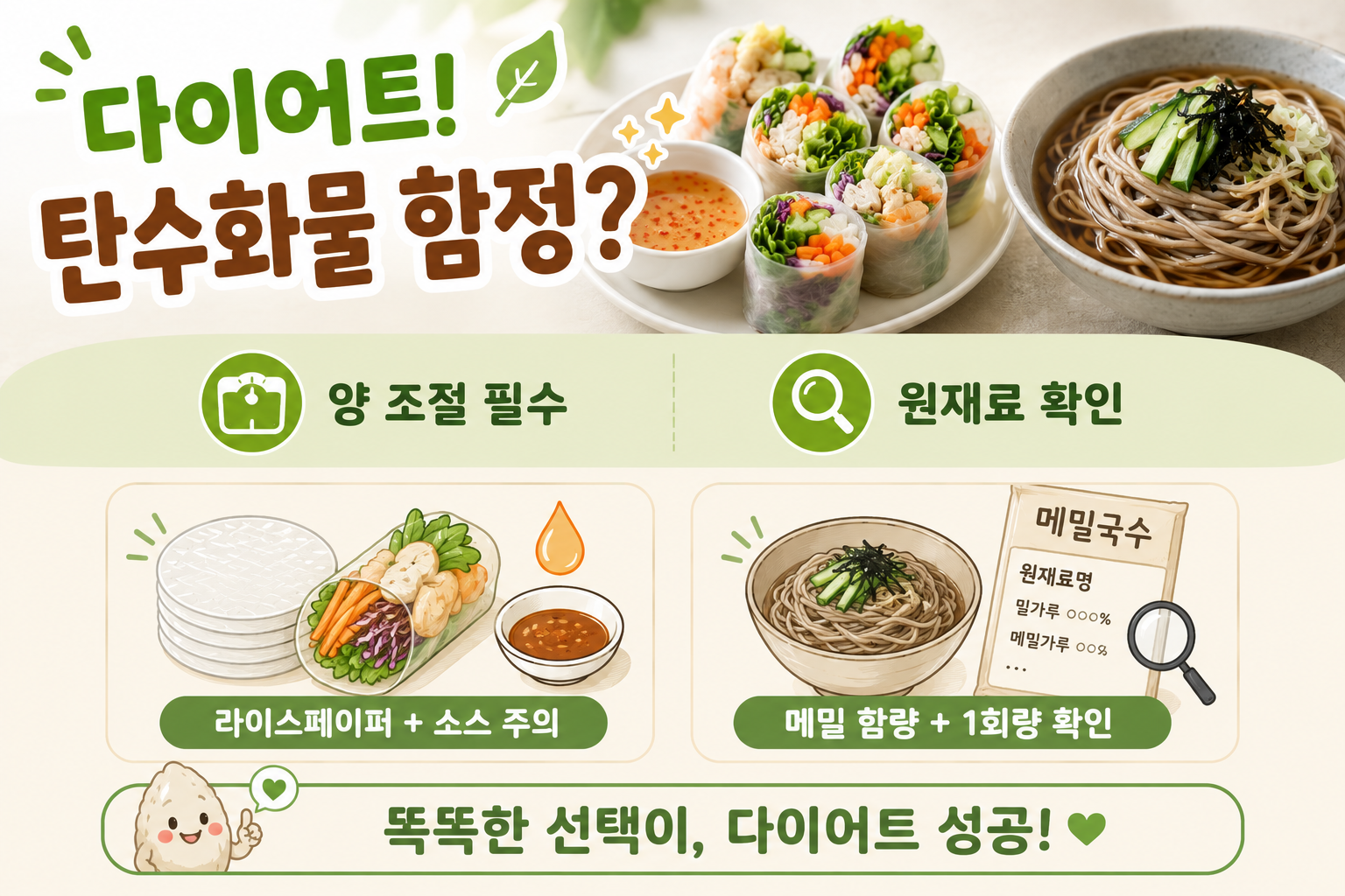 밥 대신 먹으면 살 빠질 줄 알았는데…라이스페이퍼·메밀국수 탄수화물의 함정