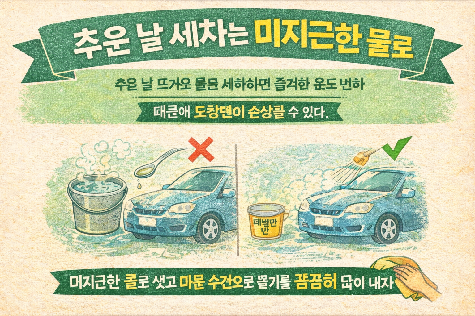 추운 날 세차, 뜨거운 물 대신 미지근한 물로 해야 도장면 손상 막습니다