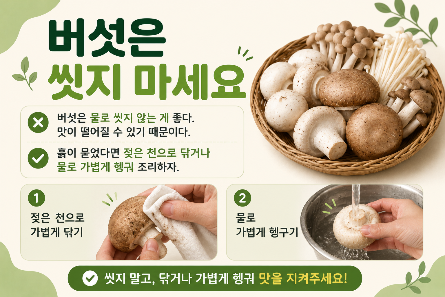 버섯 씻지 마세요, 맛과 식감 살리는 올바른 손질법