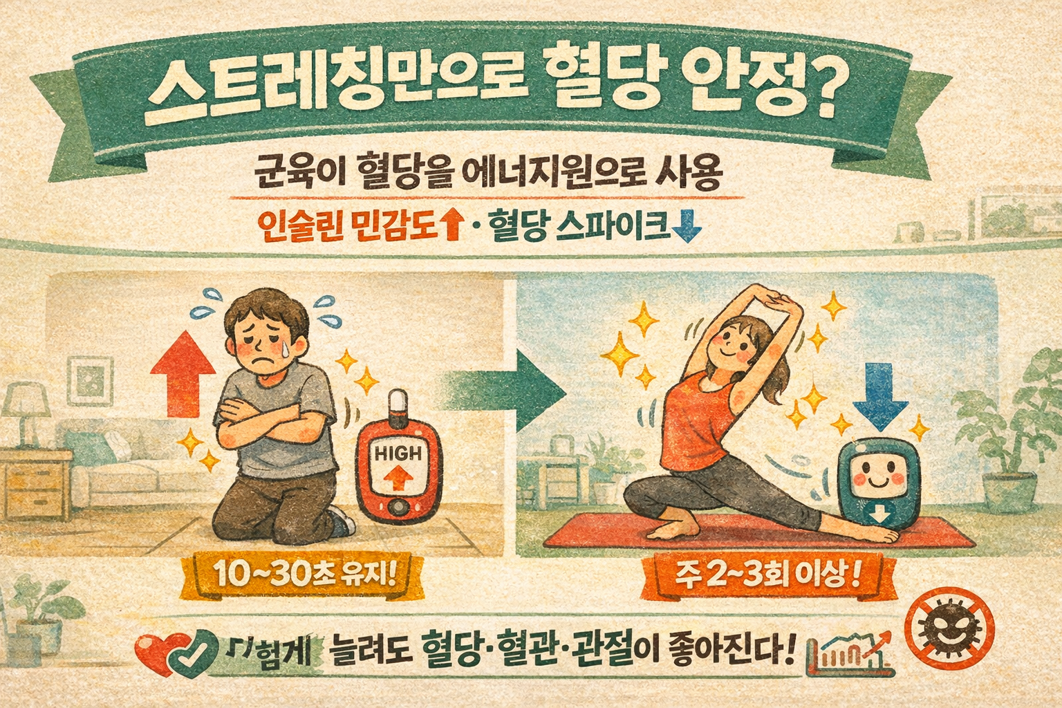 몸 쭉~ 늘이기만 했는데 혈당이 안정? 스트레칭으로 인슐린 민감도 올리는 법