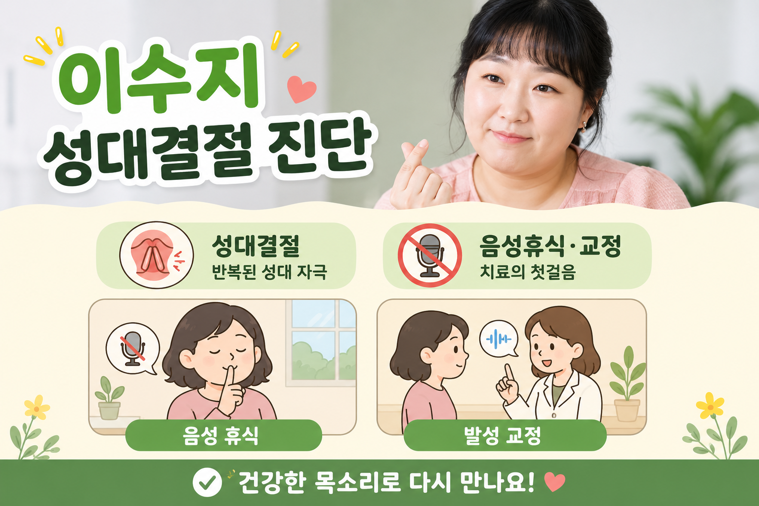 이수지 성대결절 수술 예정…쉰 목소리 원인과 치료·회복법