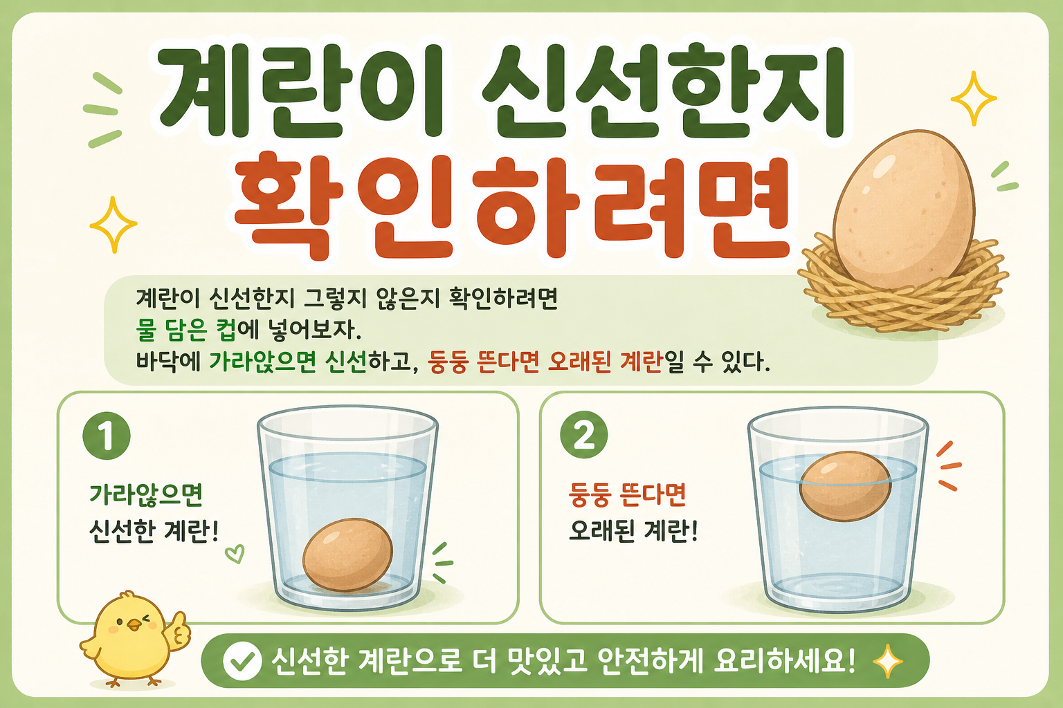 계란이 신선한지 확인하려면? 물에 넣어 바로 아는 초간단 신선도 테스트