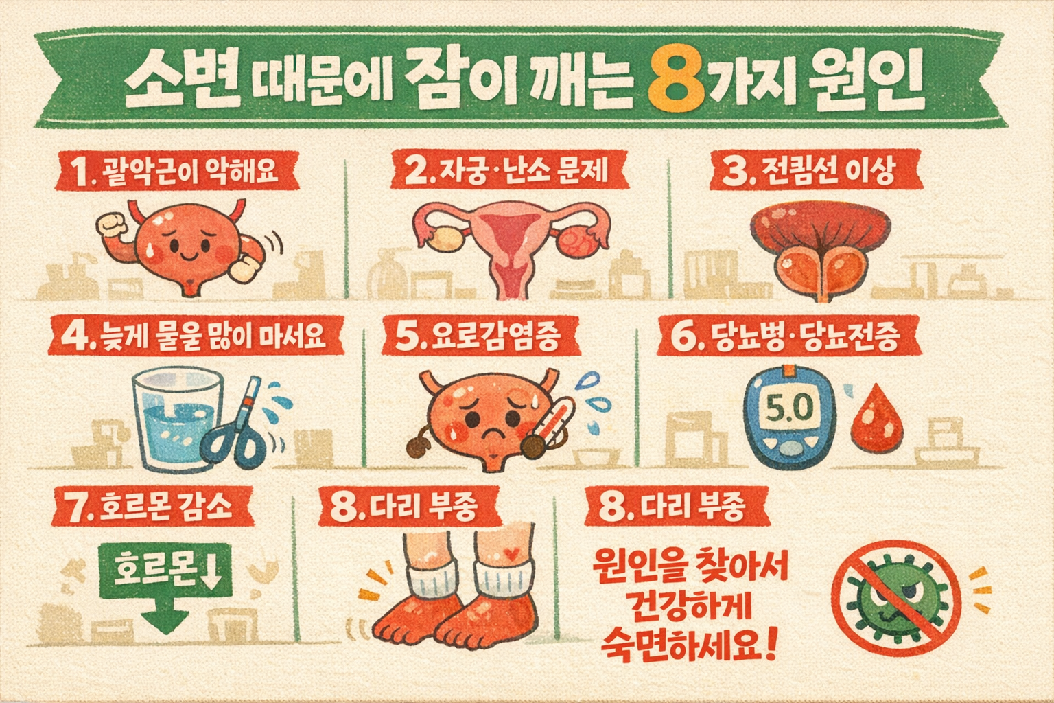 밤에 소변 때문에 자꾸 깨는 이유, 야간뇨 뜻밖의 원인 8가지