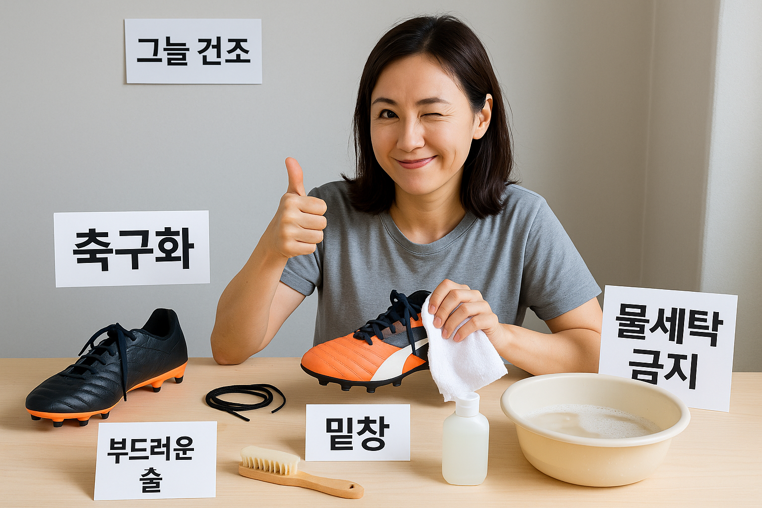 축구화 세탁 요령: 물세탁 금지, 그늘 건조·중성세제 손세탁으로 변형 없이 관리하는 법
