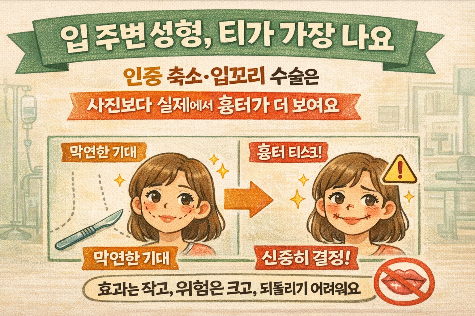가장 티 나는 성형수술: 인중축소·입꼬리 성형이 어색해 보이는 결정적 이유(입주변 흉터)