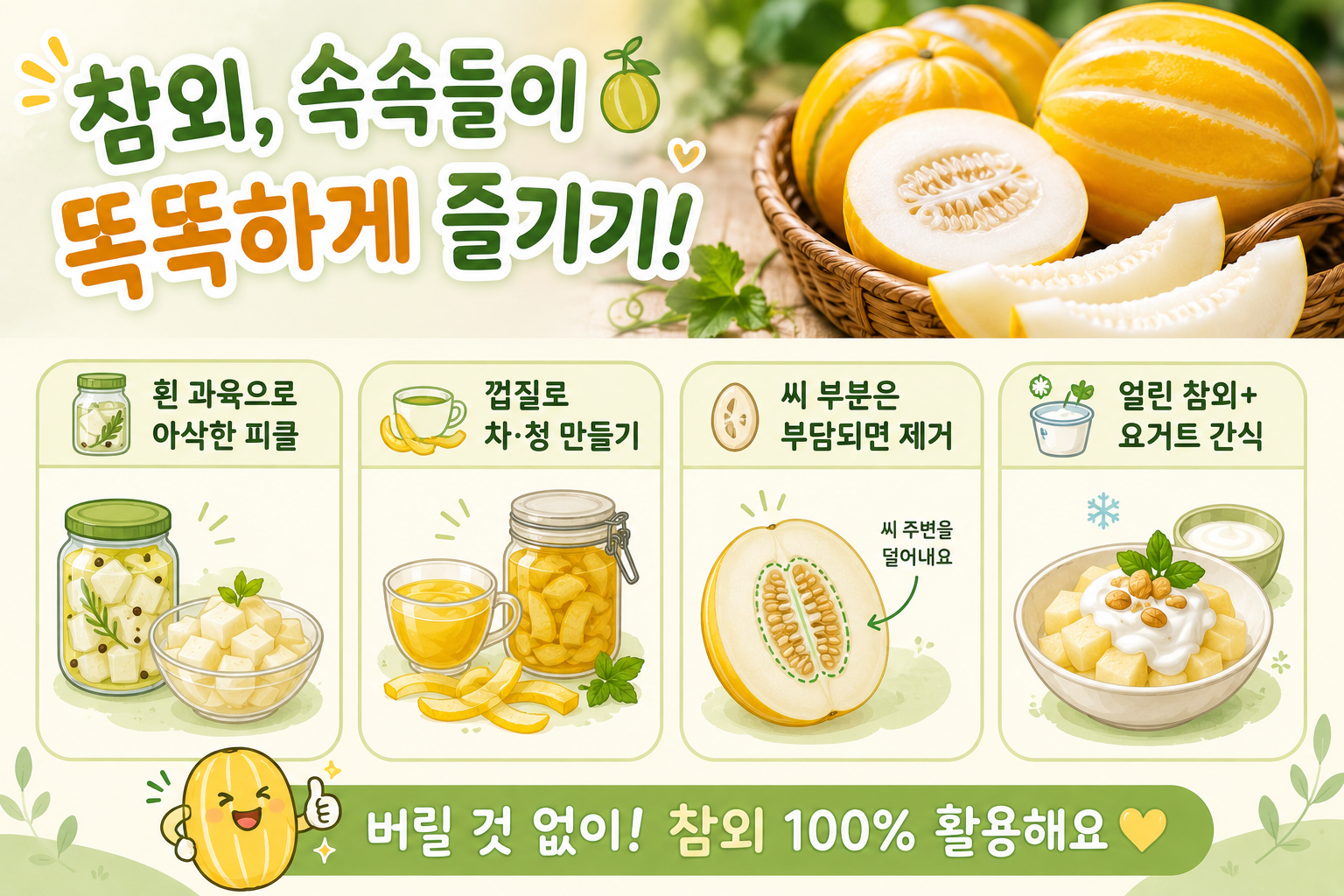 참외 껍질 그냥 버리지 마세요…피클부터 냉동 간식까지 알뜰 활용법