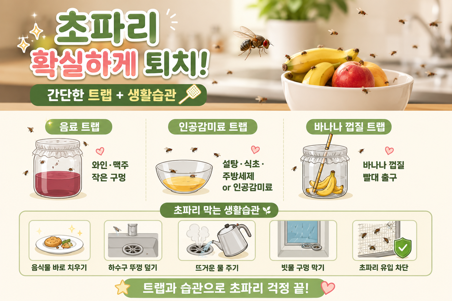 초파리 계속 생기는 이유…식초·주방세제 트랩 만드는 법