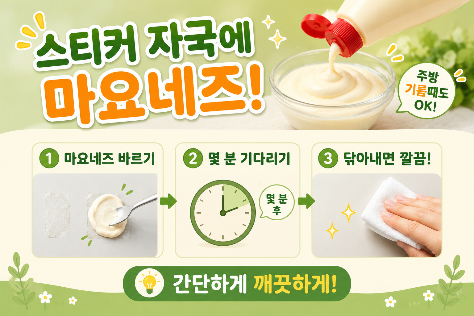 스티커 끈끈이 손으로 긁지 마세요…마요네즈 바르면 깔끔하게 사라집니다