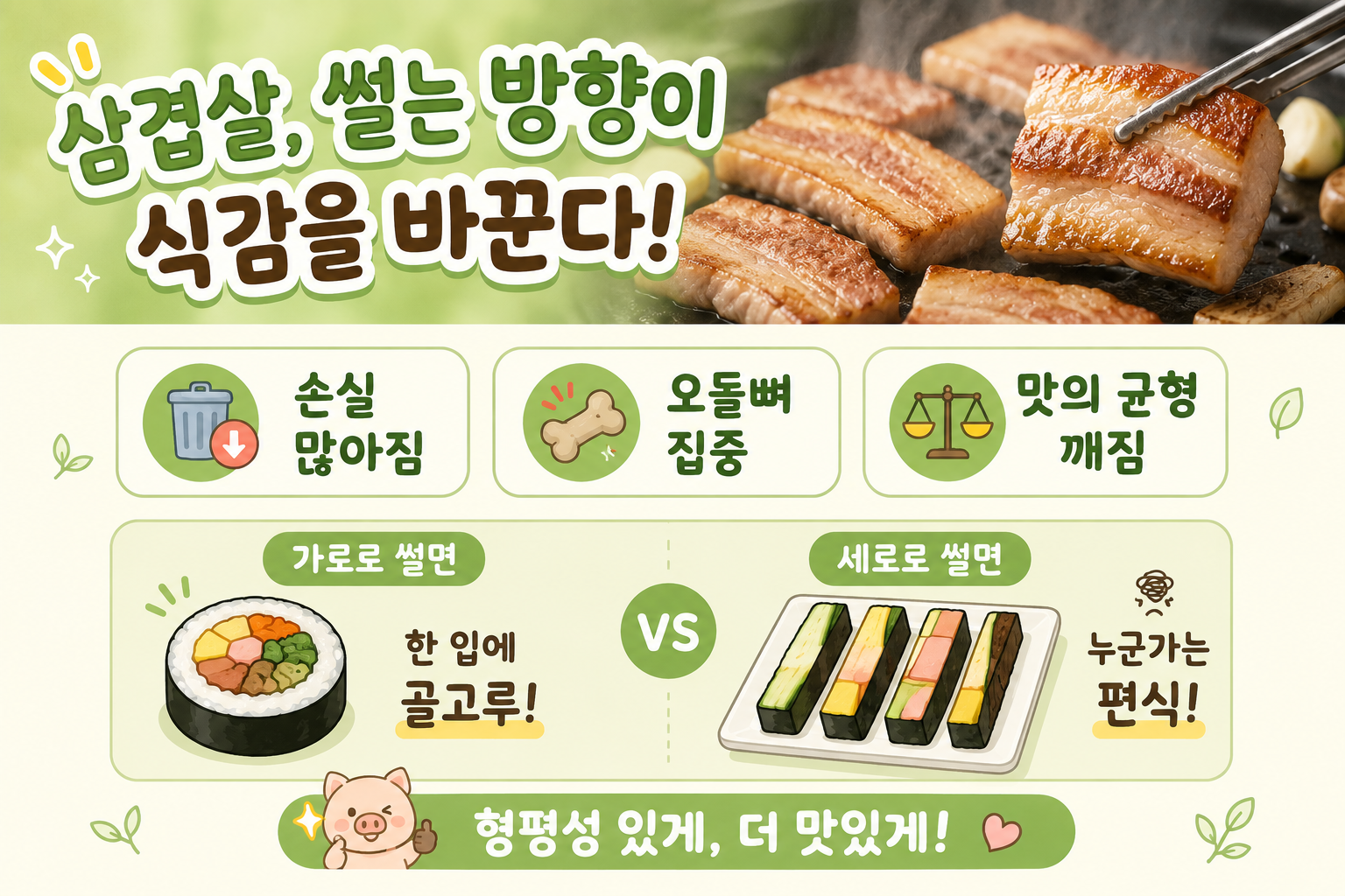 삼겹살을 가로로 안 써는 진짜 이유, 식감보다 중요한 3가지 비밀