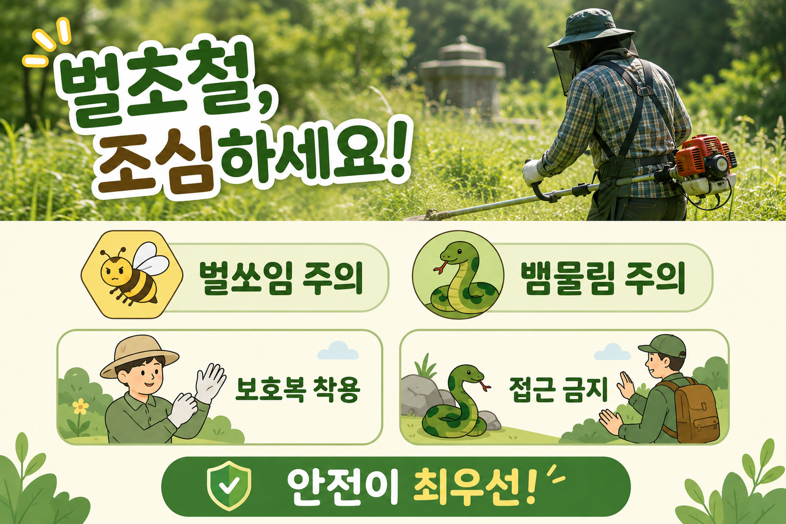 벌초 전 꼭 보세요! 9월 벌쏘임·뱀물림 사고 예방법과 응급처치