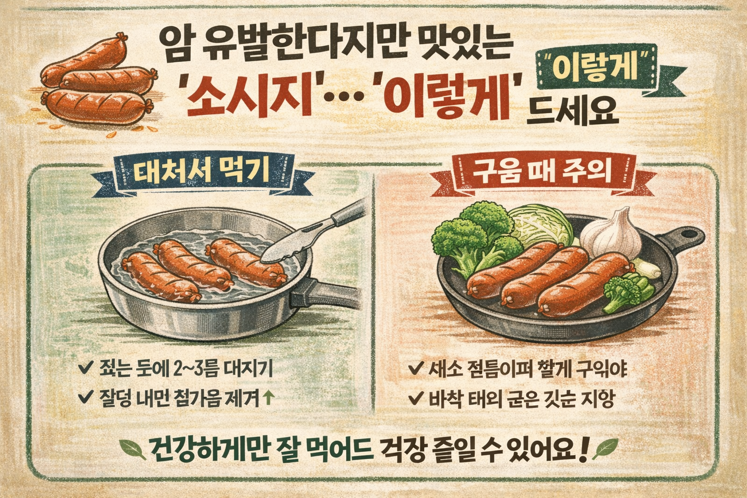 소시지 건강하게 먹는 법, 그냥 굽지 마세요
