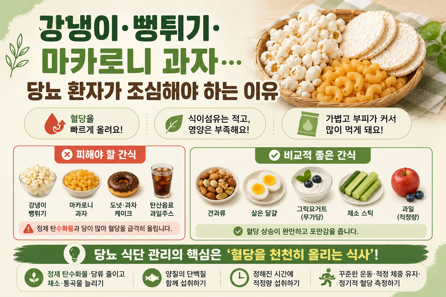 당뇨 환자 간식 주의, 강냉이·뻥튀기가 혈당 올리는 이유