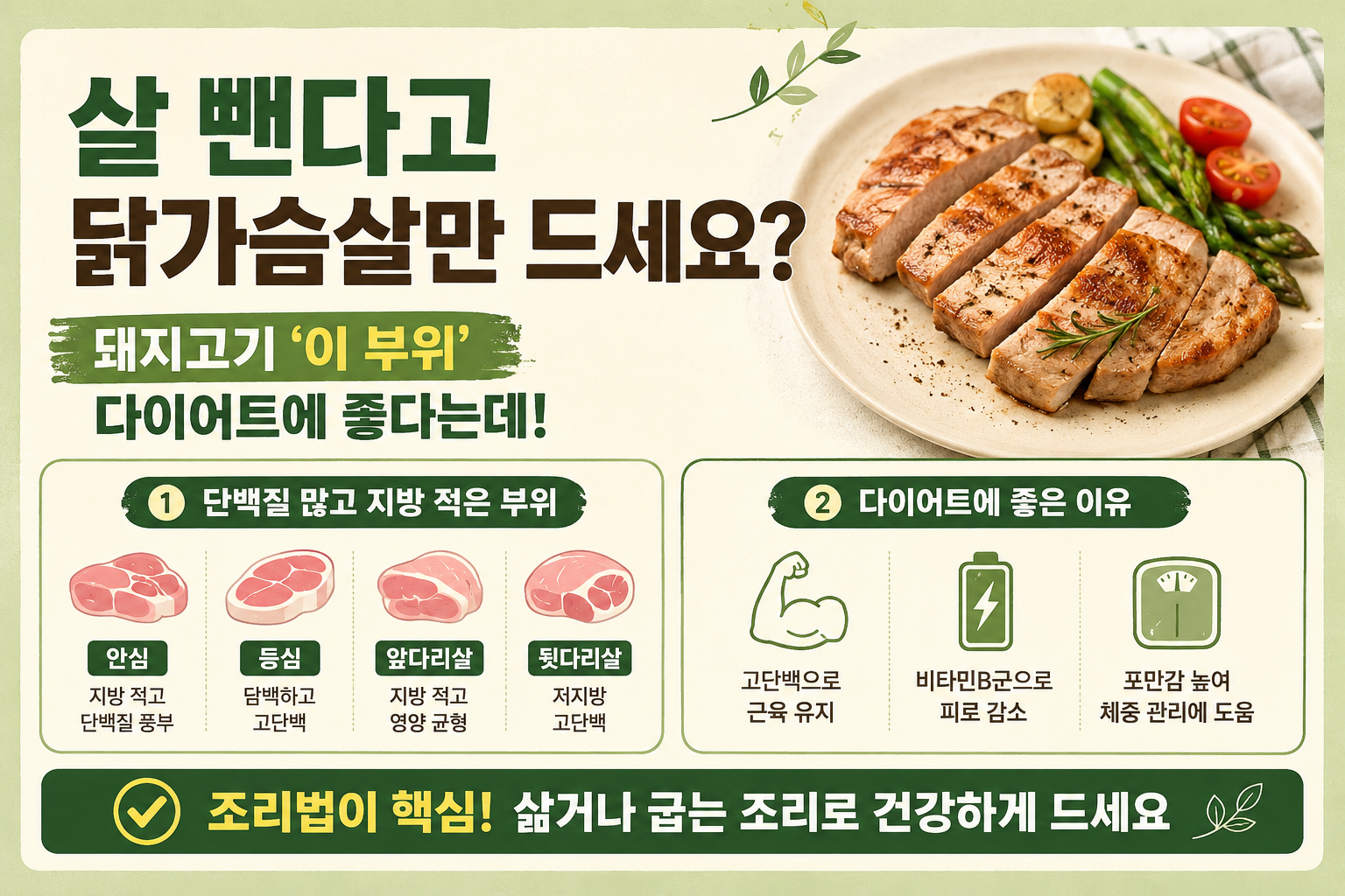 닭가슴살 대신 돼지고기? 다이어트에 좋은 안심·등심 부위 총정리