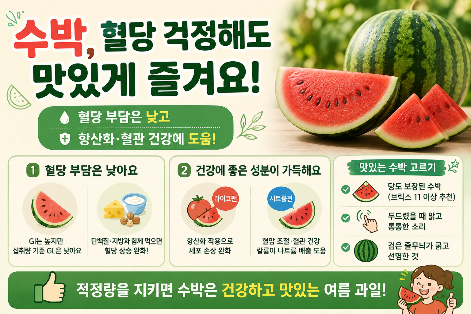 수박 혈당 높인다? 당뇨도 알아야 할 적정 섭취량과 고르는 법