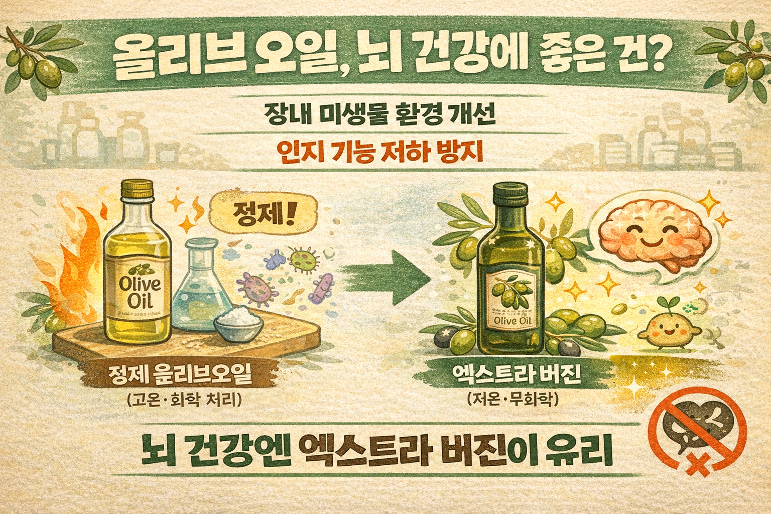 정제 올리브유 말고 ‘엑스트라버진’! 뇌 건강에 유리한 올리브오일 고르는 법 + 보관 팁