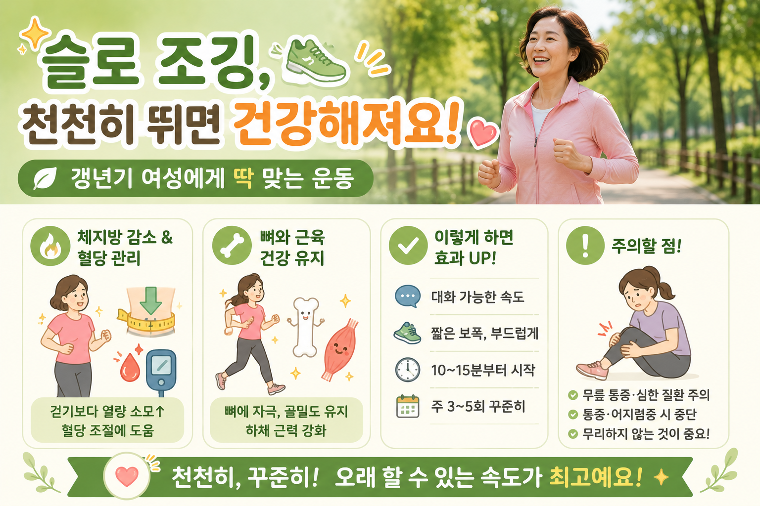 슬로 조깅 효과, 갱년기 여성 살 빼는 운동으로 좋은 이유