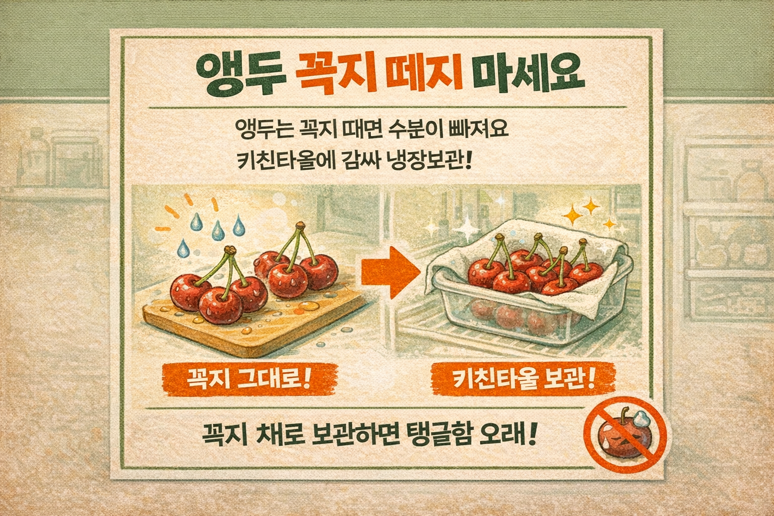 앵두는 ‘꼭지’ 떼면 망합니다… 무르는 속도 줄이는 냉장 보관법