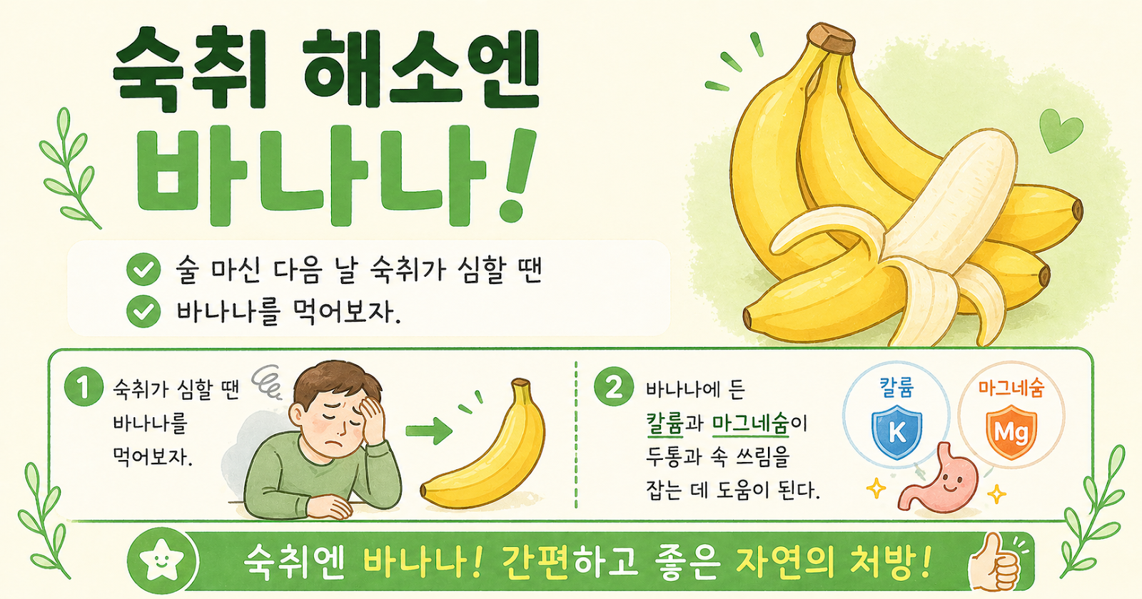 숙취 심할 때 바나나 하나, 두통·속 쓰림 덜어주는 간단한 해장법