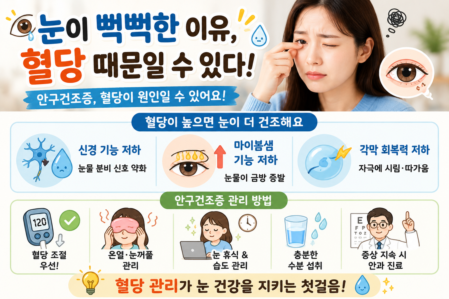 인공눈물 넣어도 눈이 뻑뻑하다면? 원인은 혈당일 수 있습니다