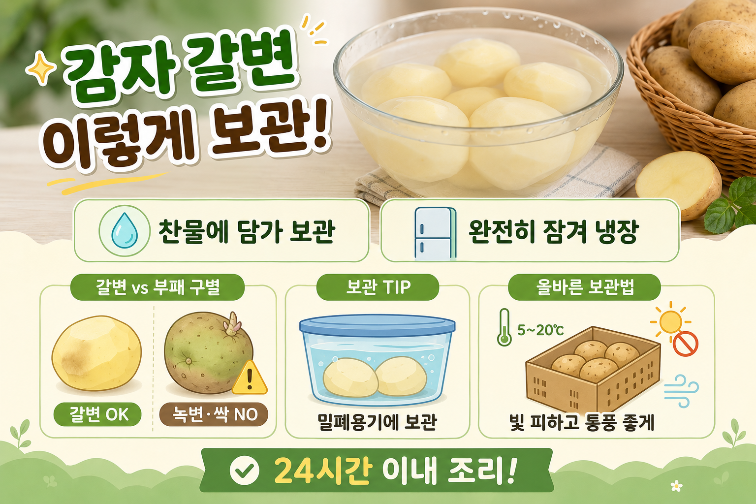 깐 감자 갈색으로 변했다면? 먹어도 되는 갈변과 버려야 할 감자 구별법