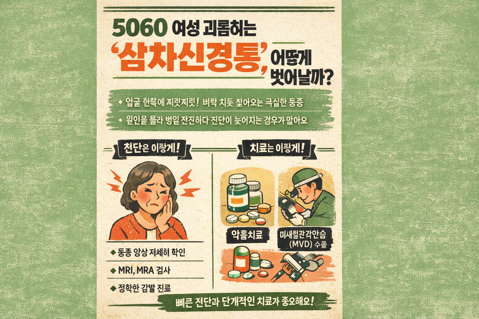 삼차신경통 증상·원인·치료, 5060 여성 얼굴 찌릿 통증의 정체