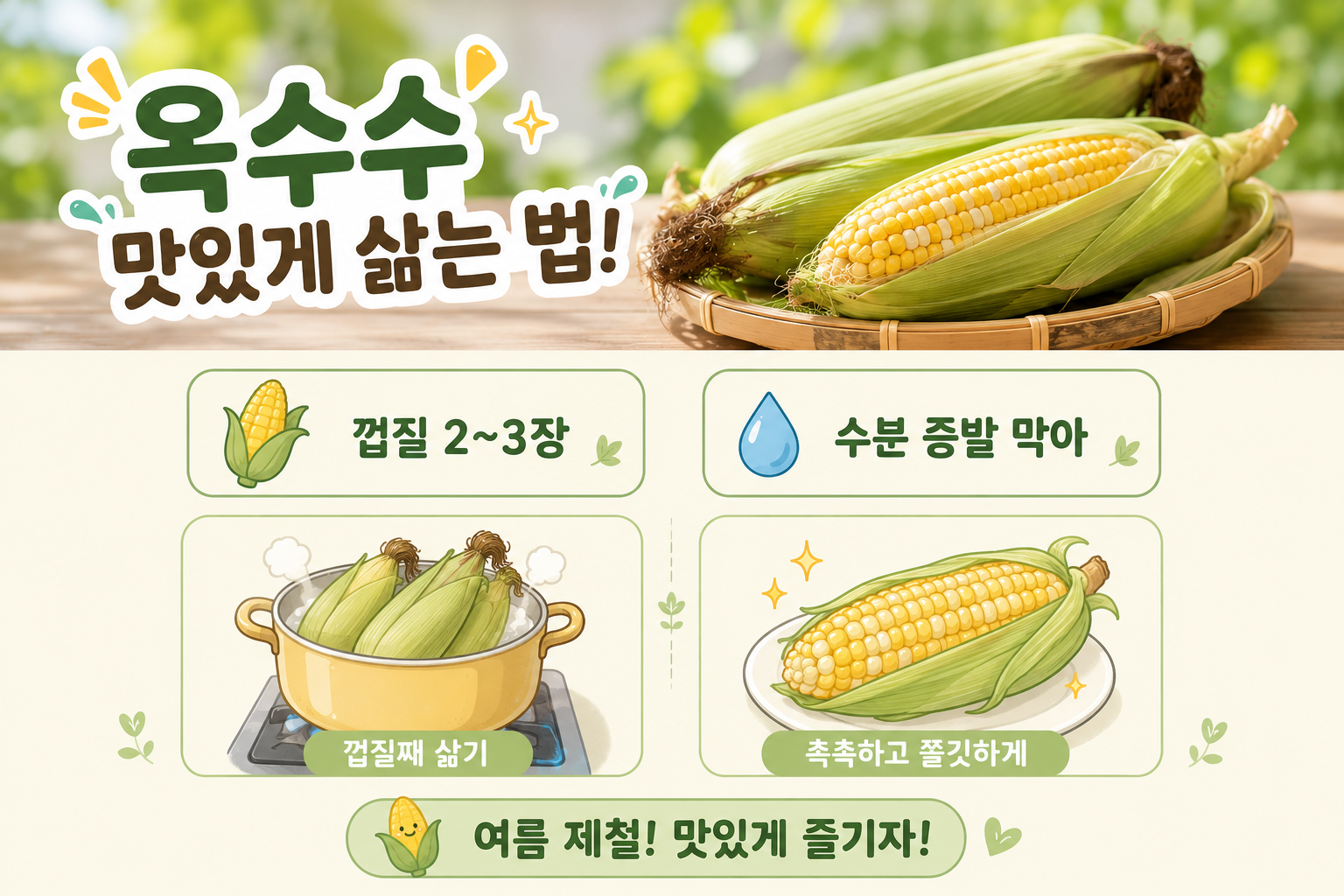 옥수수 맛있게 삶는 법, 껍질을 다 벗기면 안 되는 이유