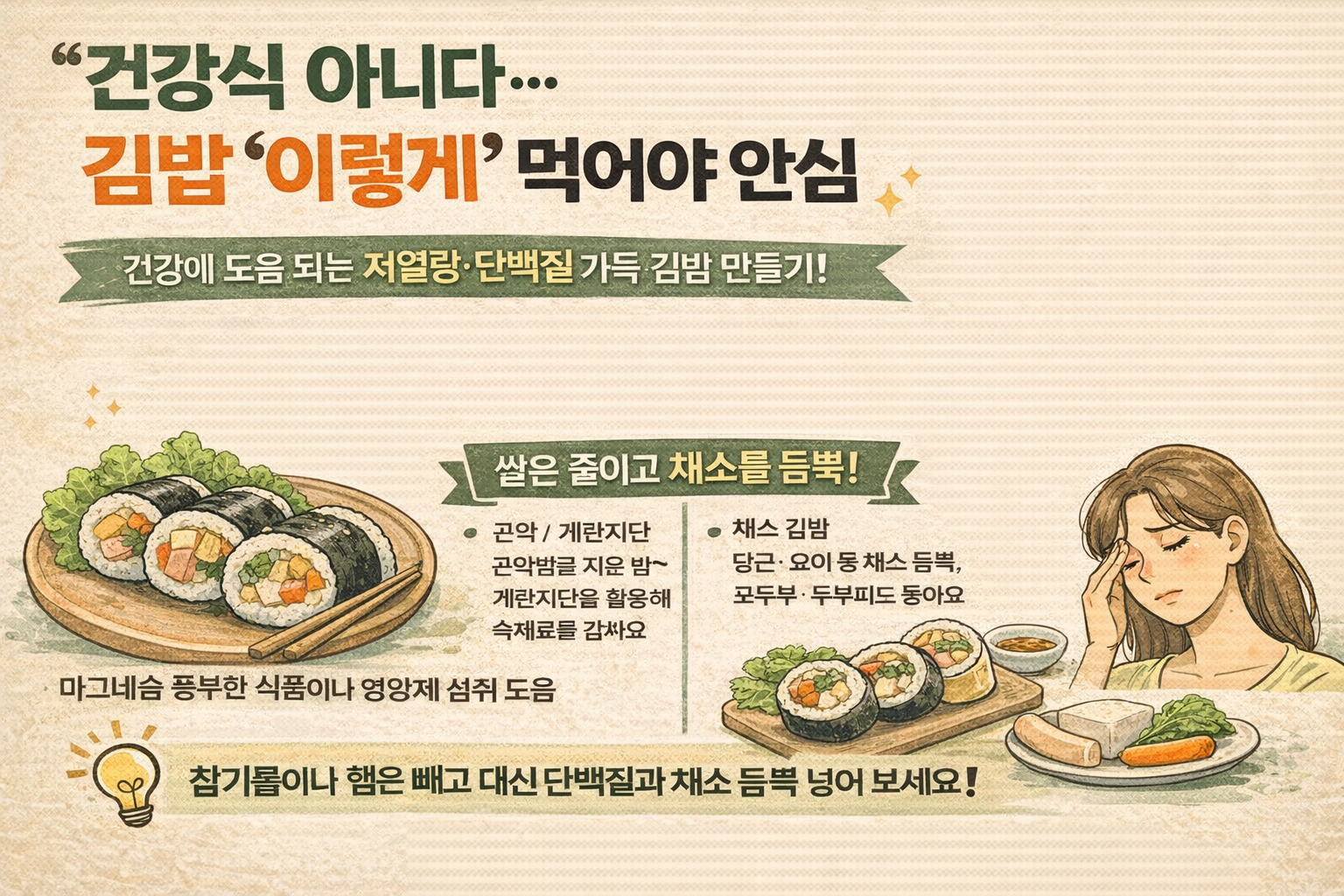 김밥 칼로리 줄이는 법, 건강식처럼 먹으려면 이렇게 바꿔라