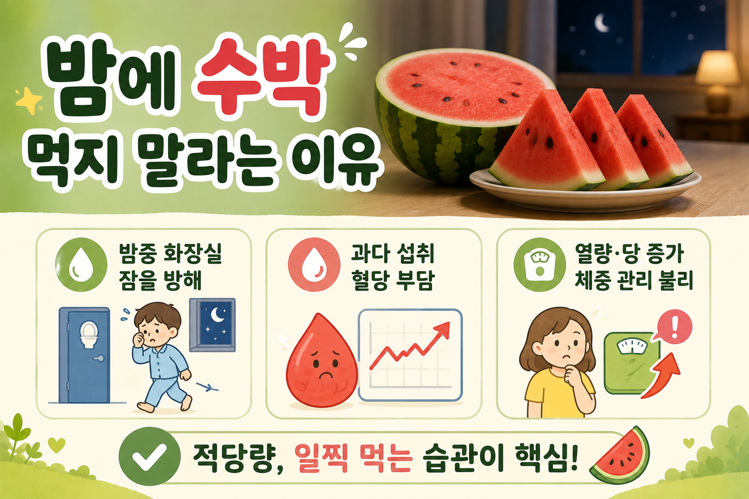 밤에 수박 먹으면 안 될까? 잠들기 전 피해야 하는 진짜 이유