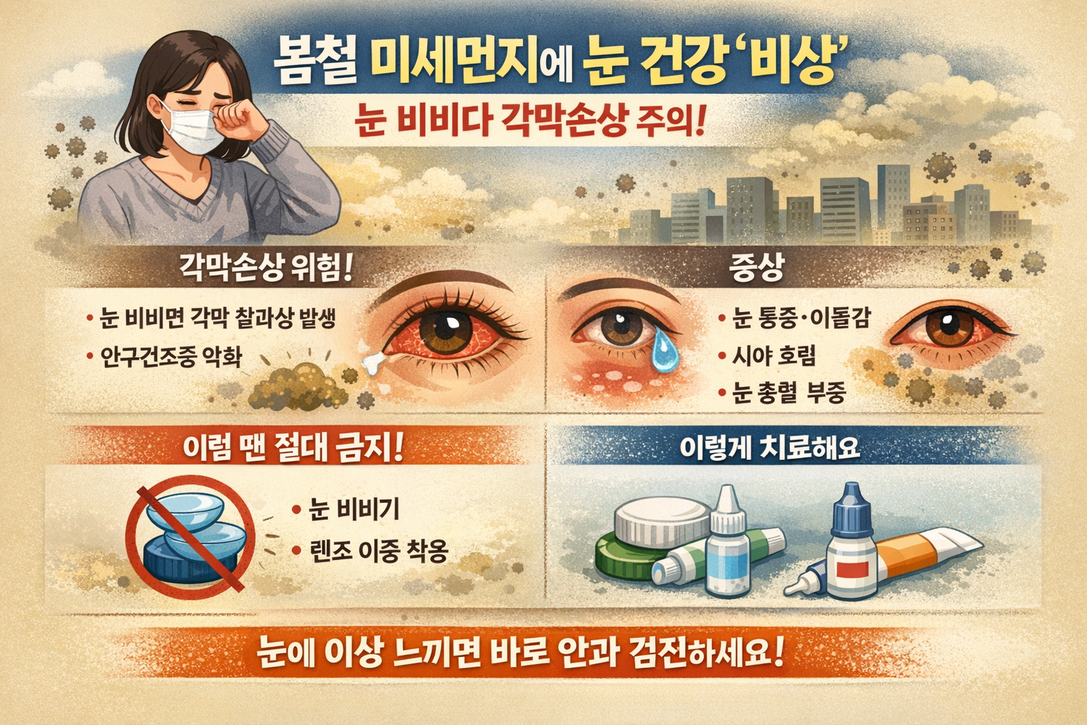 봄철 미세먼지에 눈 비비면 큰일? 각막손상 부르는 위험 습관