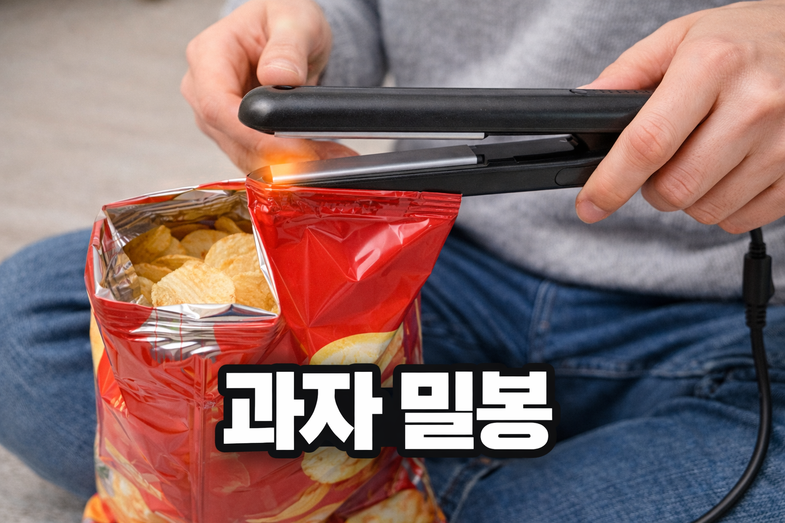 먹다 남은 과자 보관법, 고데기로 봉지 밀봉해 바삭함 지키는 초간단 꿀팁