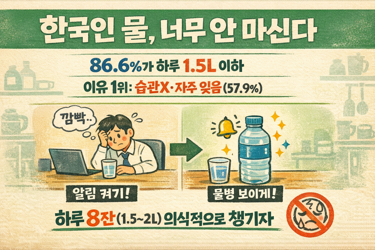 WHO 권장량 못 채우는 한국인…물 섭취 부족 ‘이유 1위’와 바로 되는 습관