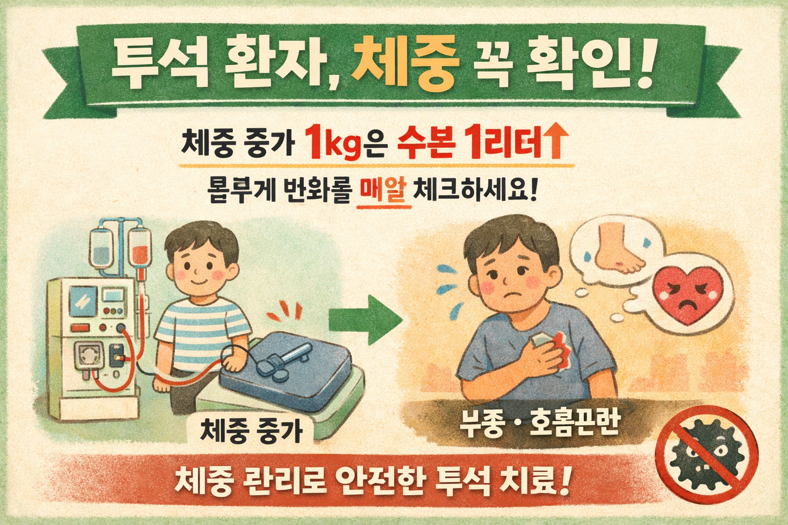 투석 치료 중 체중 꼭 확인해야 하는 이유… 건체중 관리가 핵심